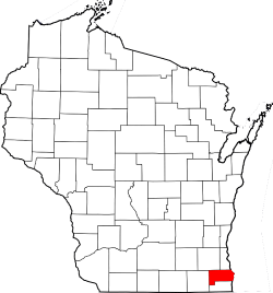 Map of Wisconsin Highlighting Racine County