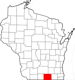 Map of Wisconsin Highlighting ROck County