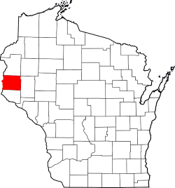 Map of Wisconsin with Saint Croix County Colored Red